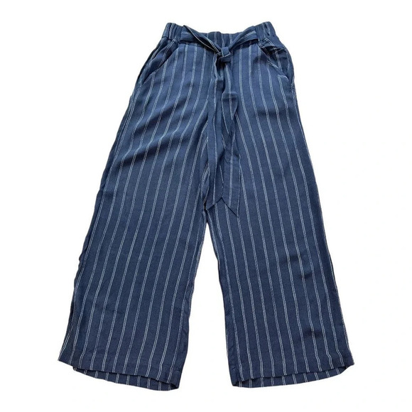 WILFRED Aritzia Women's Viscose Rayon Striped Belted Tie Pants - Picture 1 of 5